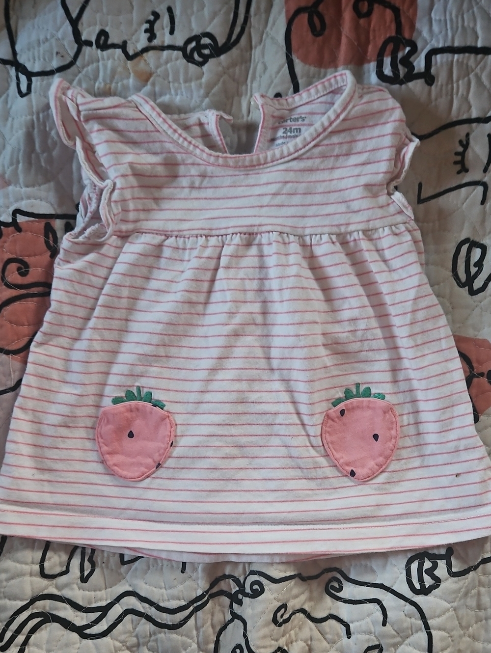 Carter's White Dress with Pink Stripes